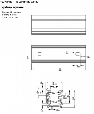 Szyna 3-faz srebrna 2m