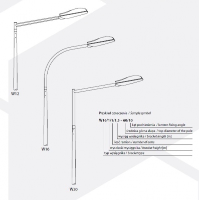 Wysięgniki do słupów stalowych jednoramienne V1