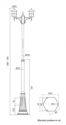 Lampa parkowa 1.8-2.8m