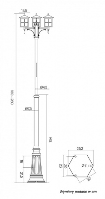 Lampa parkowa Retro 3 kw 1.8-2.8m