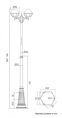 Lampa ogrodowa stojąca 2 kule 250 z koszykiem