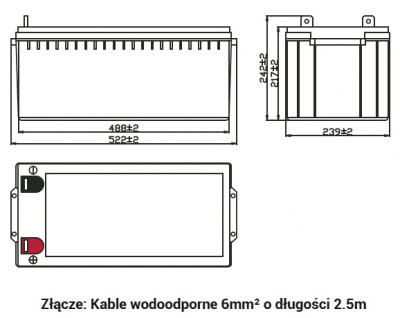 Akumulator żelowy OT 12V + kable wodoodporne