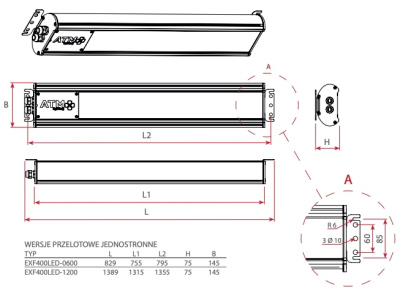 Oprawa przeciwwybuchowa EXF400LED, strefa 1,21&2,22
