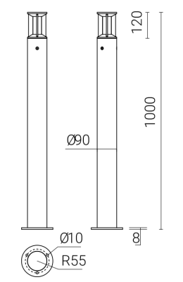 Lampa parkowa Slice LED 1m