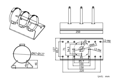 Słup stalowy okrągły 3-6m z uchwytem do kamery i fundamentem