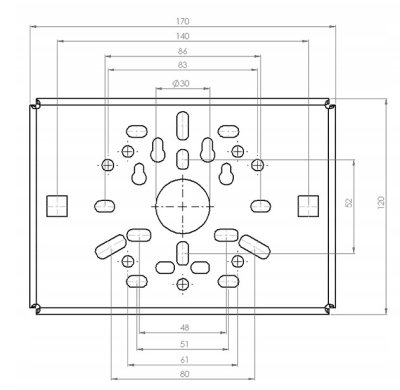 Uchwyt montażowy Uchwyt słupowy montażowy do kamer 170x120mm biały