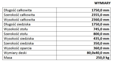Ławka solarna ze stołem V3 Max