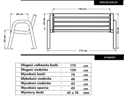 Ławka Primario 175cm