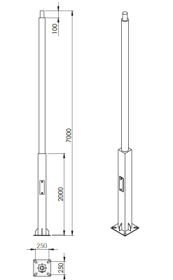 Słup stalowy KO 7-8m