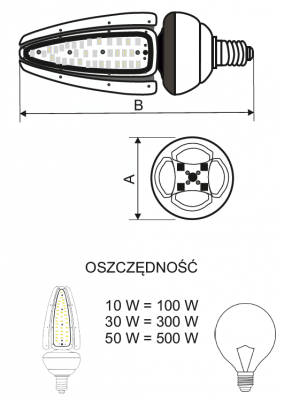 Źarówka Corn LED-F 50W