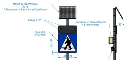 Znak aktywny D-6 z panelem solarnym całodobowy - komplet 2szt (bez słupka, czujki)