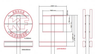 Słup reklamowy H10.3/2 tablice wykonanie specjalne I strefa wiatrowa