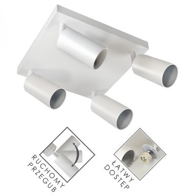 Lampa Spotlight Fargo 4xgu10 Biała Kwadrat