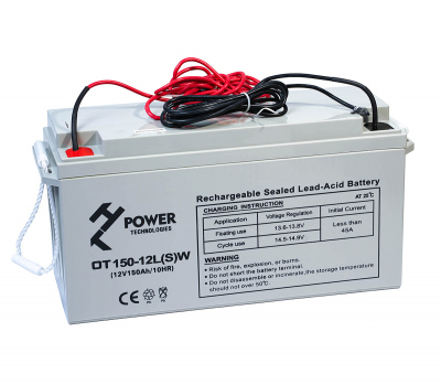 Akumulator żelowy OT150-12LSW 12V + kable wodoodporne