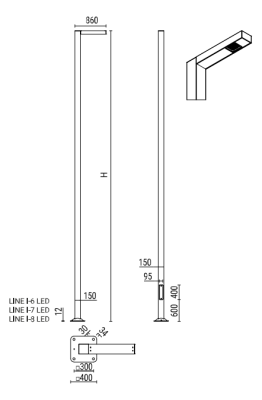 Zestaw Oświetleniowy LINE I-6 LED 48, 4 000K, optyka T3, anodowany inox, bez zabezpieczenia elastomerem
