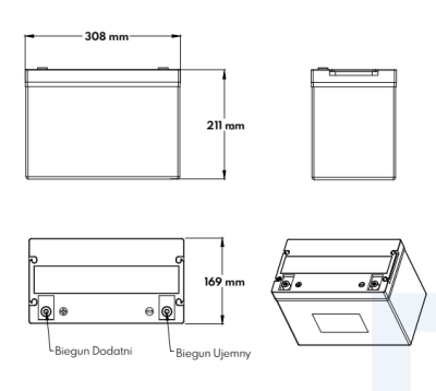 Akumulator litowo-żelazowo-fosforanowy LiFePO4 Kon-Tec 100Ah 12,8V
