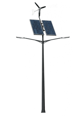 Lampa hybrydowa LED 2x30W / panele 2x275W / turbina 300W / słup 6m / aku 2x120Ah+ dodatkowe zasilanie back-up z możliwością podłączenia do 230V