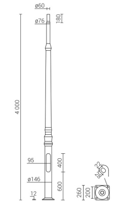 Słup aluminiowy SAL DP-407G anodowany czarny