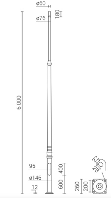 Słup aluminiowy SAL DP-607G anodowany czarny
