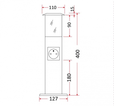 Słupek ogrodowy SO-03 IP44 dwa gniazda + lampa