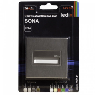 SONA kwadratowa PT 14V DC stal nierdzewna barwa światła biała ciepła