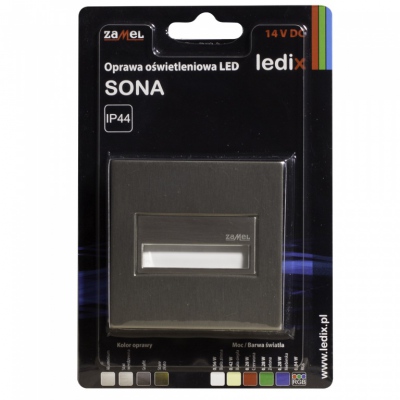 SONA kwadratowa PT 14V DC stal nierdzewna barwa światła rgb