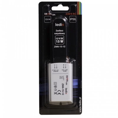 Zasilacz LED natynkowy 12V DC 15W
