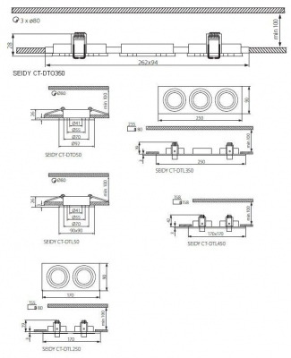 Sufitowa oprawa punktowa SEIDY CT-DTL50-B