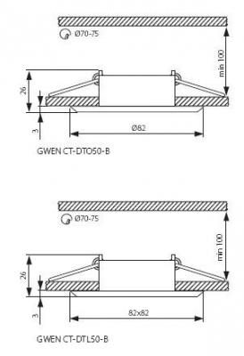 Sufitowa oprawa punktowa GWEN CT-DTO50-B