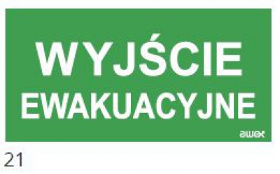 100x300 Piktogram 21 Wyjście Ewakuacyjne Logo Awex (iso7010)