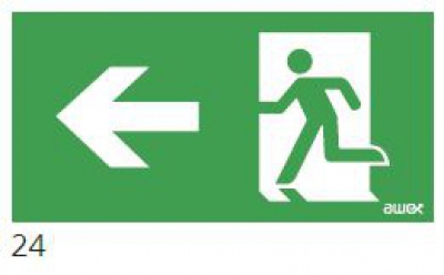 125x250 Piktogram 24 Strzałka Lewo Chłopek W Drzwiach Logo Awex (iso7010)