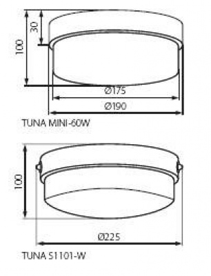 Plafoniera hermetyczna TUNA S1101-W