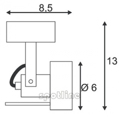 Inda Spot Gu10 ścienny I Sufitowy, Czarna, Max. 50w