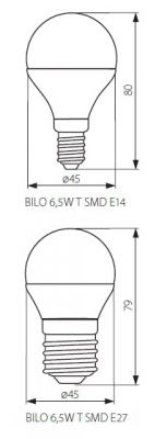 Lampa z diodami LED BILO 6,5W T SMDE27-NW