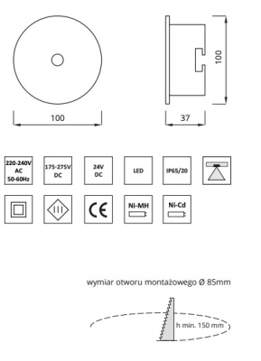 Oprawa Axp Ip65/20 Eco Led 3w (opt. Otwarta) 1h Jednozadaniowa Biała