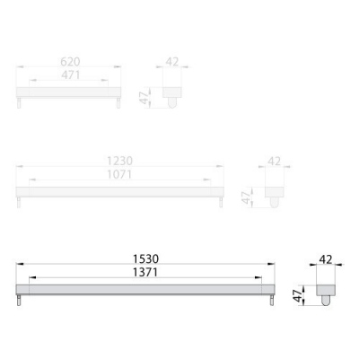 Oprawa ścienno-sufitowa RIGAstar 150-1/1, do 1 tuby LED T8 (G13) o długości 1500mm, zasilanie jednostronnie