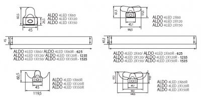 Oświetleniowa oprawa liniowa Aldo 4led 1x60