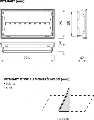 Oprawa Exit S Ip65 Eco Led 3w 1h Jednozadaniowa Biała