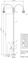 Latarnia ST3 - słup H=6,6m, przewody, 2 x wysięgnik + 2 x oprawa E27